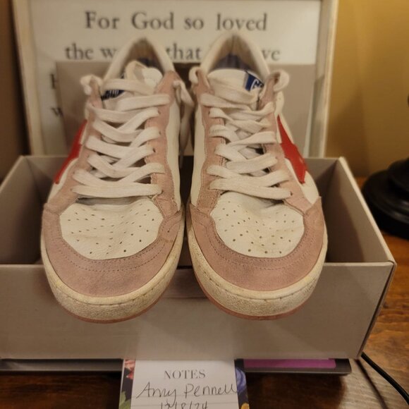 Golden Goose Ballstars Size 38 US 7.5-8 Pink Suede Red Star ⭐️ - Picture 2 of 10